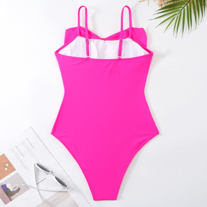 Damen Einteiler Badeanzug mit stylischem Wickelrock und glamourösem Schleifendetail Drune