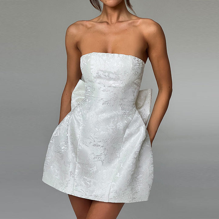 Damen Strapless Cocktailkleid mit voluminösem Rock Drune