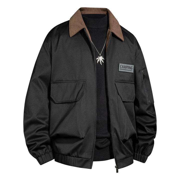Herren Outdoor-Bomberjacke mit Cordkragen und Multifunktionstaschen Drune