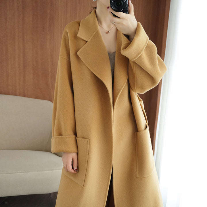 Damen Wollmix-Longcoat im Oversize-Schnitt mit großen aufgesetzten Taschen Drune