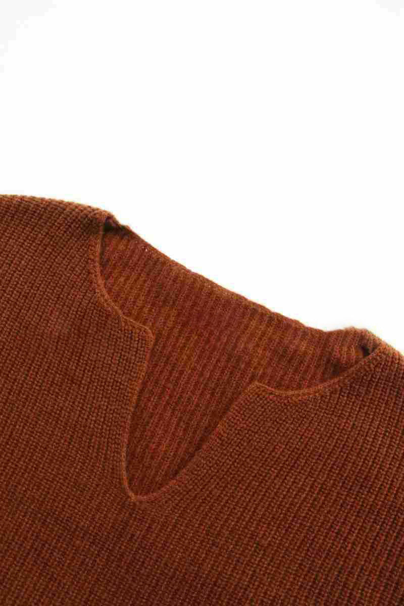 Damen lässiges Strickoberteil mit V-Ausschnitt Drune