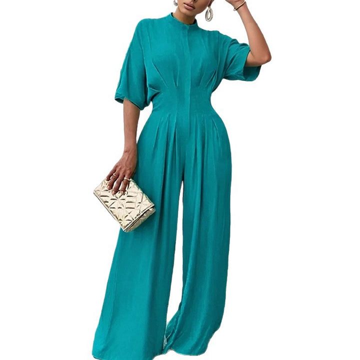 Damen Eleganter Overall mit weitem Bein und Kragen Drune