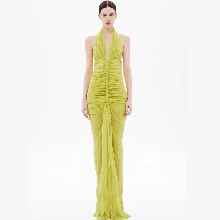 Damen elegantes trägerloses Abendkleid mit raffiniertem Drapé und tiefem Ausschnitt Drune