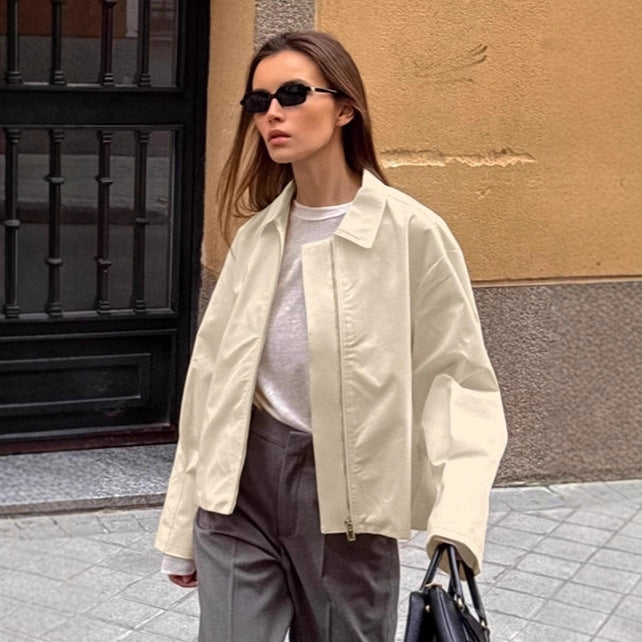 Damen Oversized Utility-Jacke mit modernem Zip-Design Drune