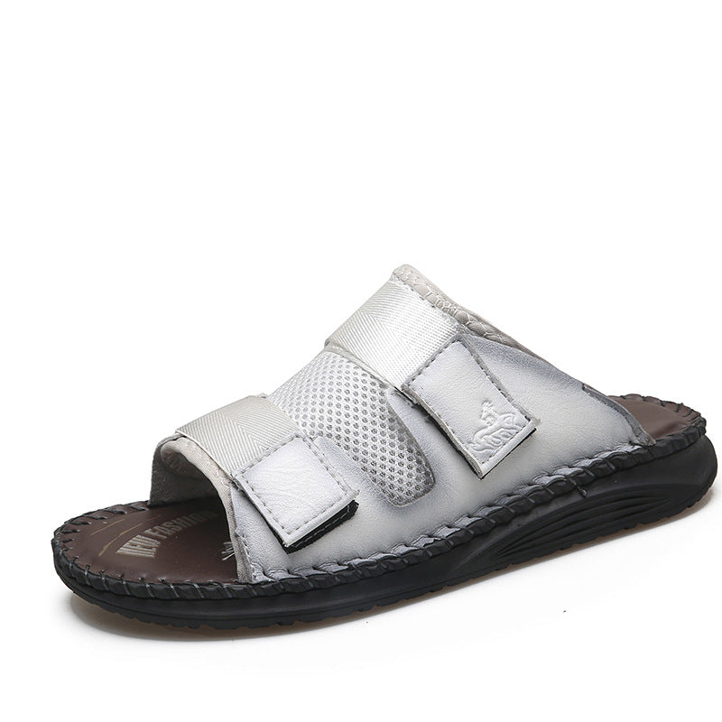 Herren Atmungsaktive Leder-Sandalen mit verstellbarem Klettverschluss Drune