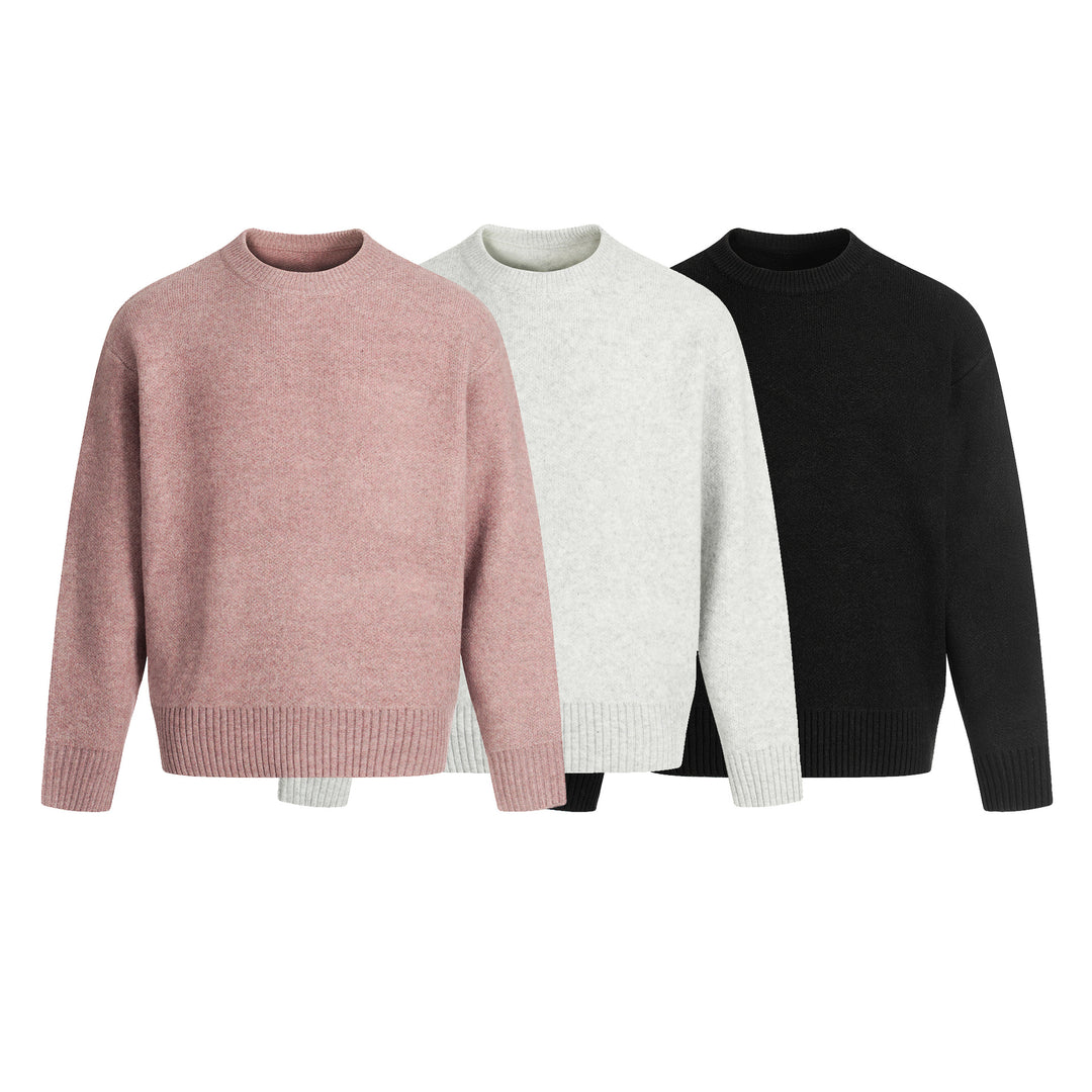 Unisex Großer Rundhalspullover aus weichem Feinstrick mit geripptem Saum Drune