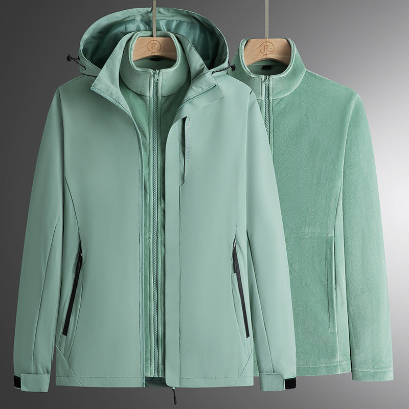 Herren modularer Softshell-Parka mit herausnehmbarer Fleece-Innenjacke, winddichter Außenhülle und verstellbarer Kapuze Drune