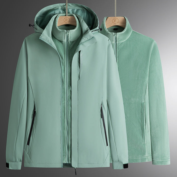 Herren modularer Softshell-Parka mit herausnehmbarer Fleece-Innenjacke, winddichter Außenhülle und verstellbarer Kapuze Drune