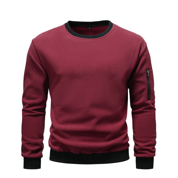 Herren nan Fleece-Sweatshirt mit Rundhalsausschnitt und Ärmeltasche mit Reißverschluss Drune