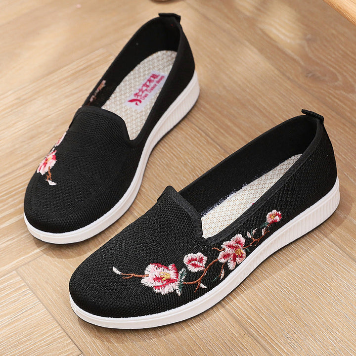 Damen Slip-On Sneaker mit floralem Stickmuster Drune
