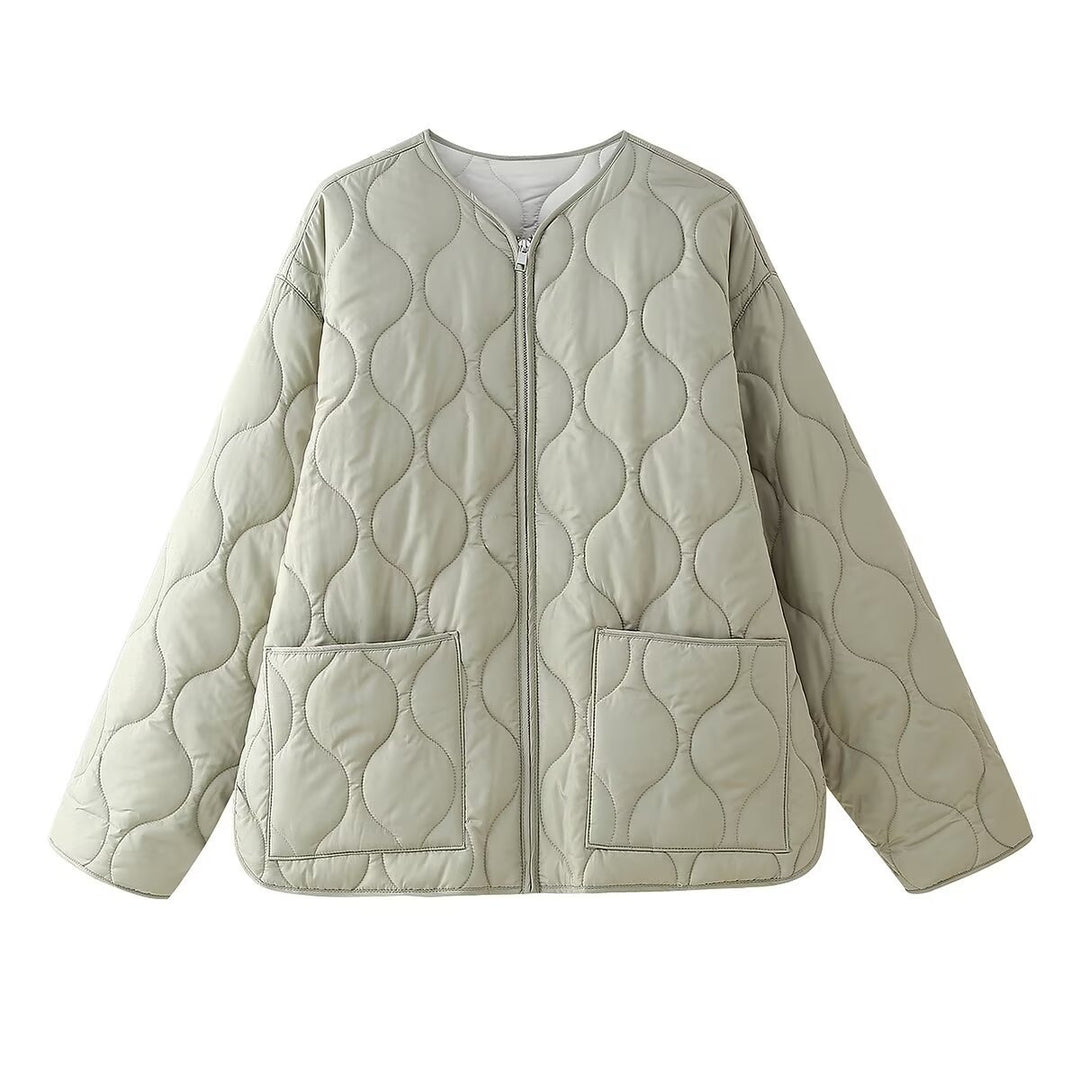 Damen nan gesteppte Oversize-Steppjacke mit Rundhalsausschnitt und großen aufgesetzten Taschen Drune