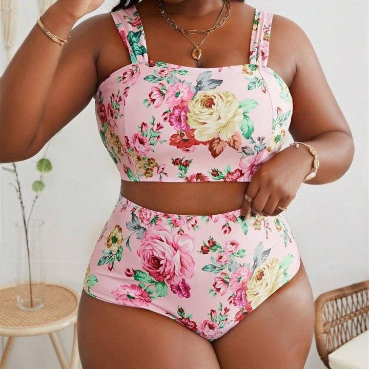 Damen Hochtailliertes Bikini-Set mit floralem Design Drune
