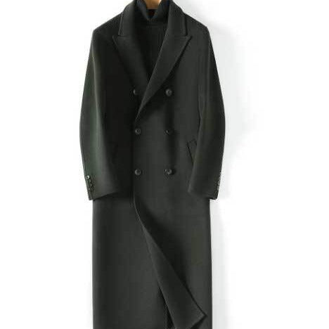 Herren Doppelreihiger Wollmantel mit Kaschmiranteil und schmaler Silhouette Drune