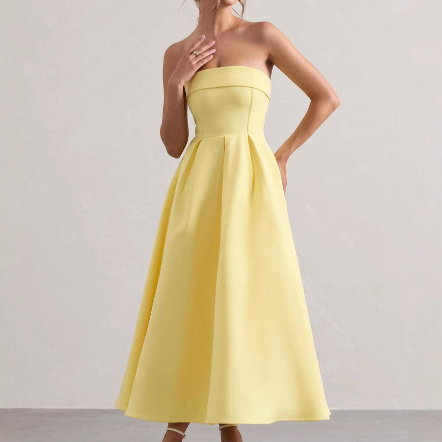 Damen elegantes A-Linien Abendkleid mit taillenbetontem Design Drune