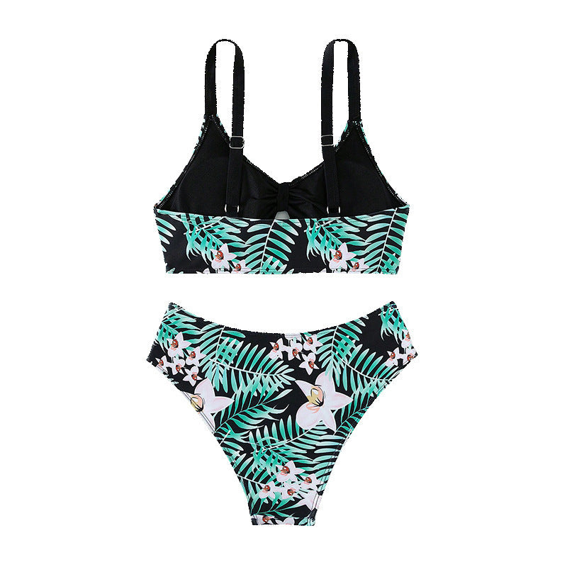Damen Bikini-Set mit hohem Beinausschnitt und femininen Blumenmustern Drune