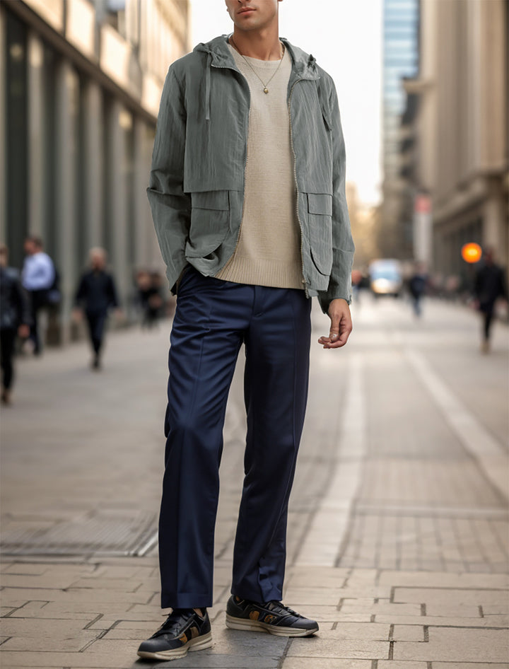 Herren leichte Jacke im lässigen Stil mit großzügigen Taschen Drune