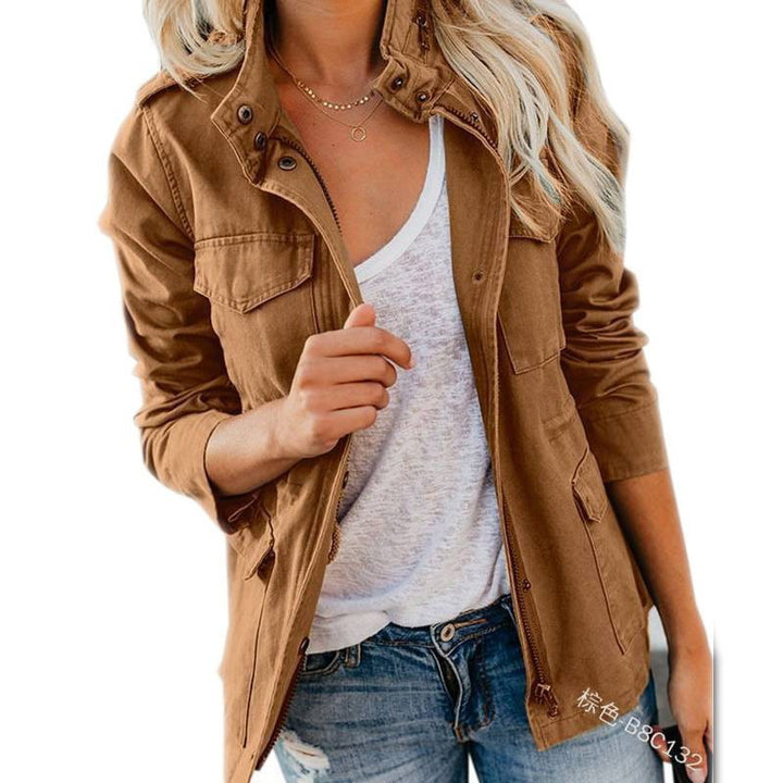 Damen Utility-Fieldjacke mit Stehkragen, aufgesetzten Taschen und Taillenzug Drune