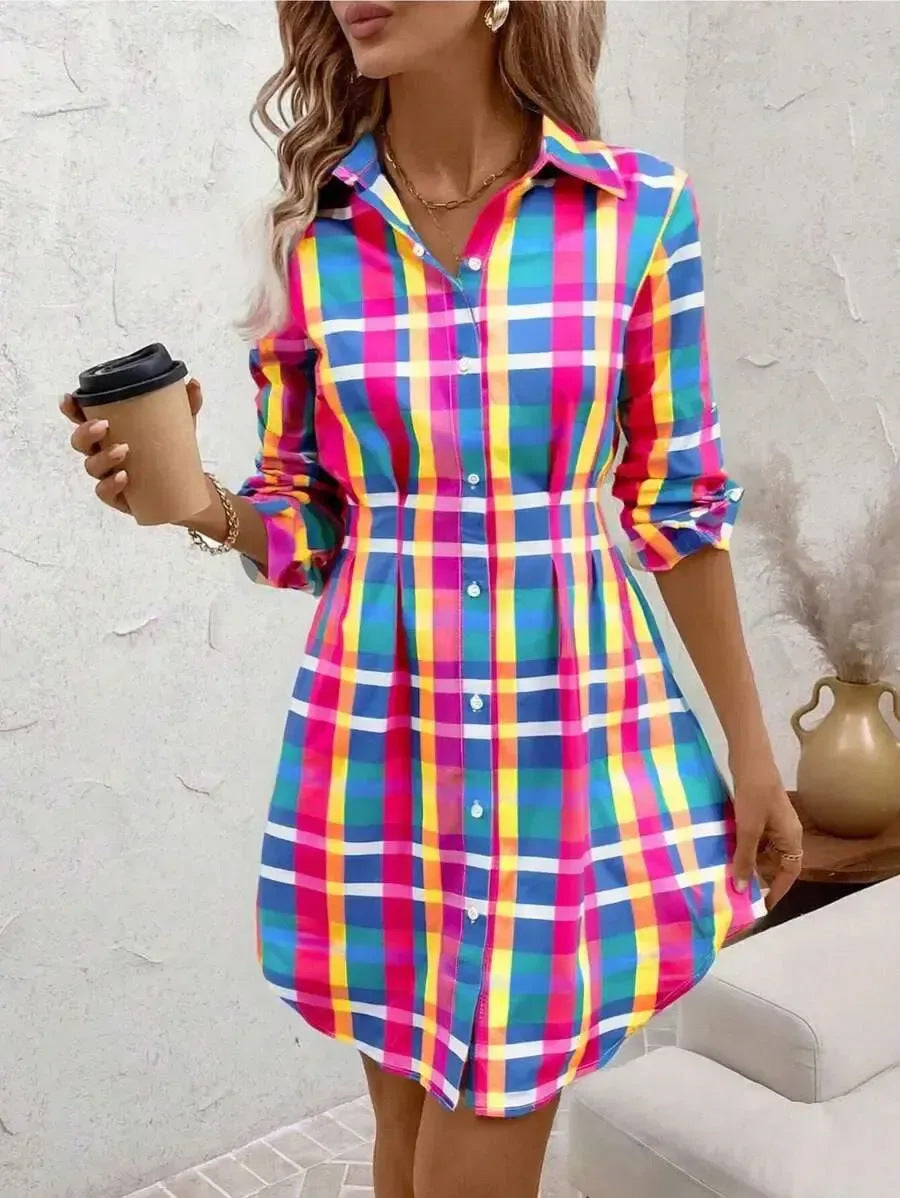 Damen Hemdblusenkleid mit floralen Akzenten und komfortablem Schnitt Drune