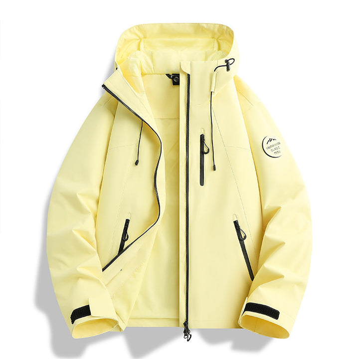 Damen Leichte wasserdichte Kapuzenjacke mit Teddy‑Charm und verdeckten Reißverschlusstaschen Drune