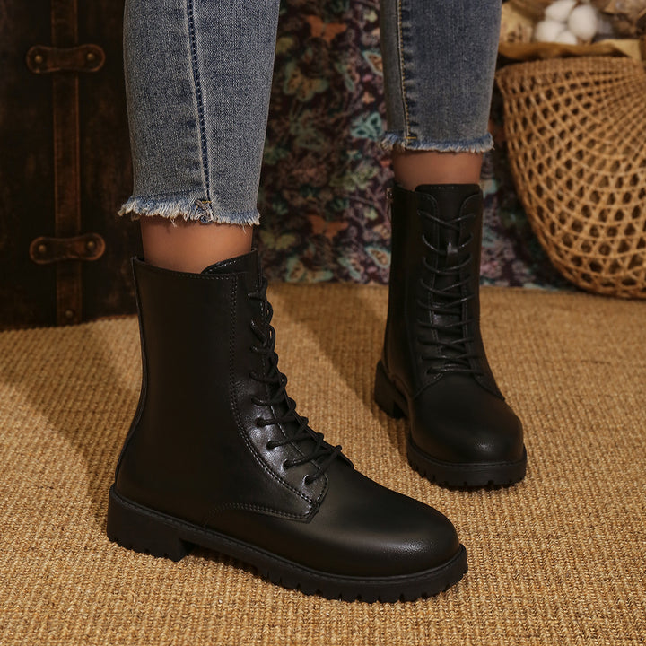 Damen nan Schnürstiefel mit seitlichem Reißverschluss und profilierter Gummilaufsohle Drune