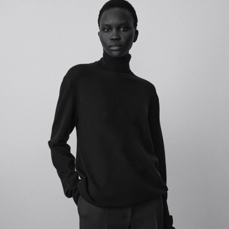Damen gemütlicher Rollkragenpullover aus hochwertiger Wolle Drune