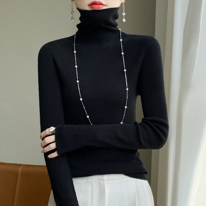 Damen Schmaler Rollkragen-Feinstrickpullover mit elastischer Rippenstruktur und minimalistischer Silhouette Drune