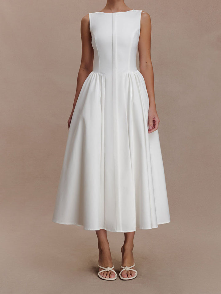 Damen Elegantes Midikleid mit femininen A-Linien-Rock Drune