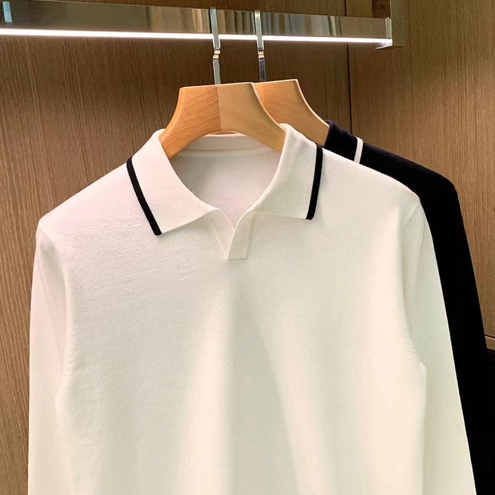 Herren Elegantes Langarm Poloshirt Drune
