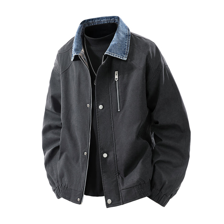 Damen Oversize-Übergangsjacke mit Jeanskragen, Druckknopfleiste & elastischen Bündchen Drune