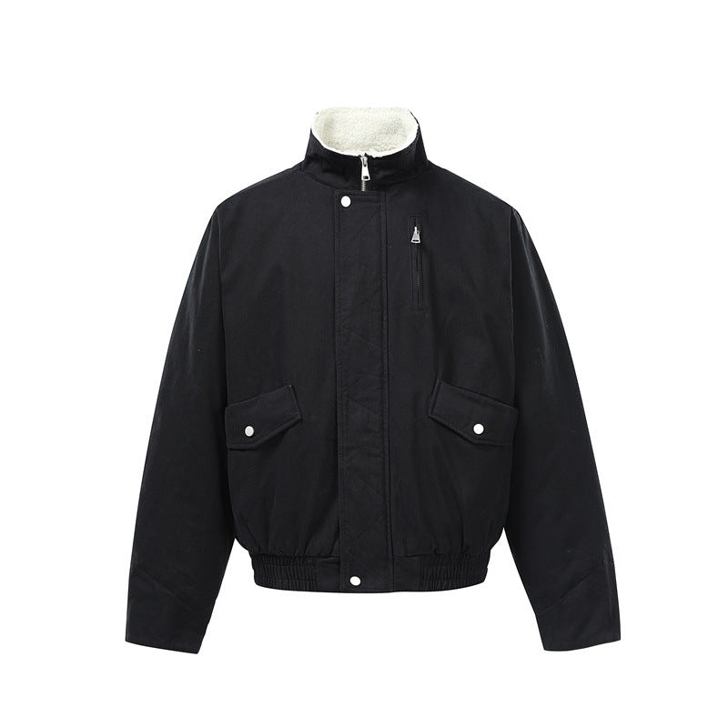 Herren Kurzboxy Utility-Bomberjacke aus Canvas mit gesteppter Frontpasse und Stehkragen Drune