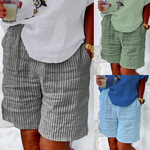 Damen Leichte Baumwollshorts mit Streifendessin Drune