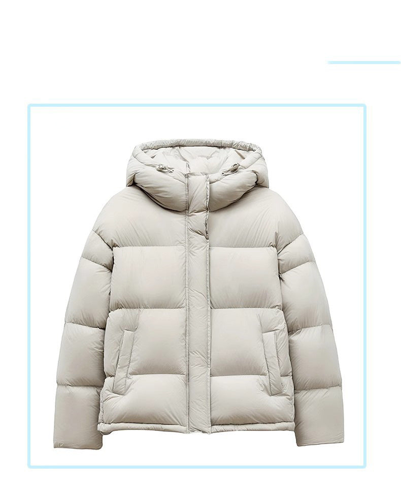 Damen Stilvolle Daunenjacke mit Kapuze Drune