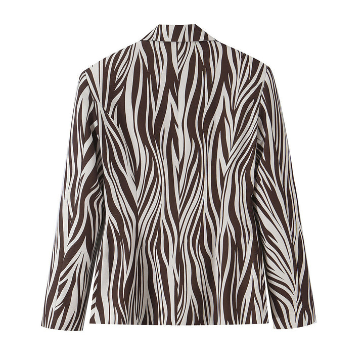 Damen Blazerjacke mit Zebrastreifen-Print, taillierter Silhouette und Reverskragen Drune