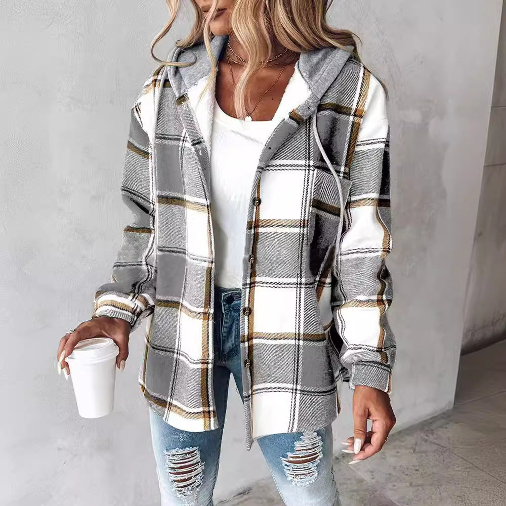 Damen Kapuzencardigan mit Streifen und Druckknopfblende Drune
