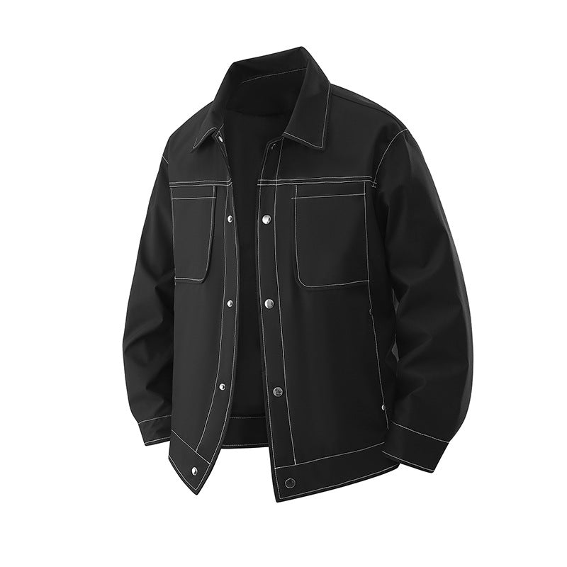Herren Leichte Overshirt-Jacke aus strukturiertem Kunstleder mit aufgesetzten Brusttaschen Drune