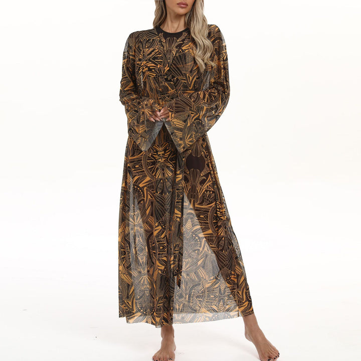 Damen Transparenter Strandkimono mit floralen Mustern Drune