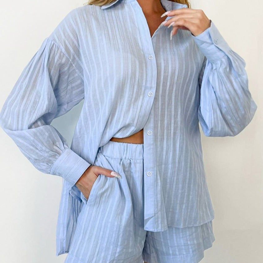 Damen lässiges Hemd und Shorts Set Drune