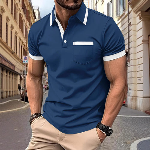 Herren modernes Polo-Shirt mit Kontrastkragen Drune