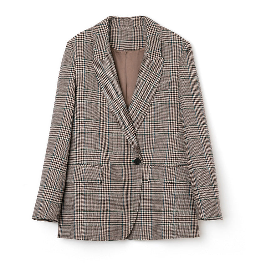 Damen Glencheck Oversize-Blazer mit strukturierter Schulter und Pattentaschen Drune