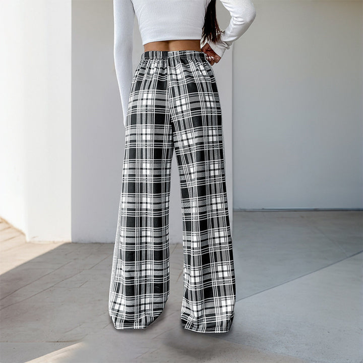 Damen Lässige Karierte Palazzo-Hose Drune