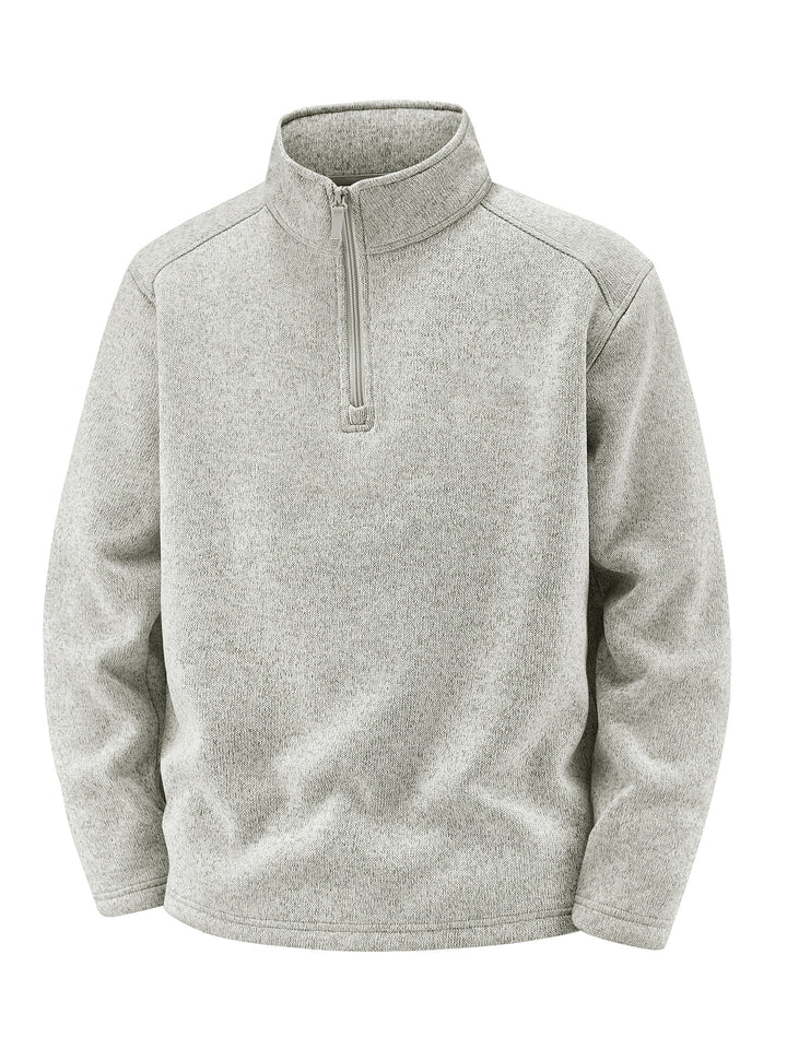 Herren Thermischer Strick-Fleecepullover mit halbem Reißverschluss und Stehkragen Drune