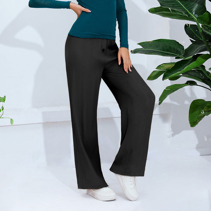 Damen weite und lässige Stoffhose mit seitlichen Eingrifftaschen Drune