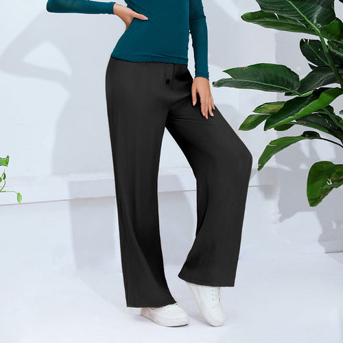 Damen weite und lässige Stoffhose mit seitlichen Eingrifftaschen Drune