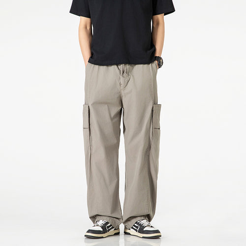 Herren Weite Nylon-Cargo-Hose im Utility-Stil mit seitlichen Klappentaschen Drune