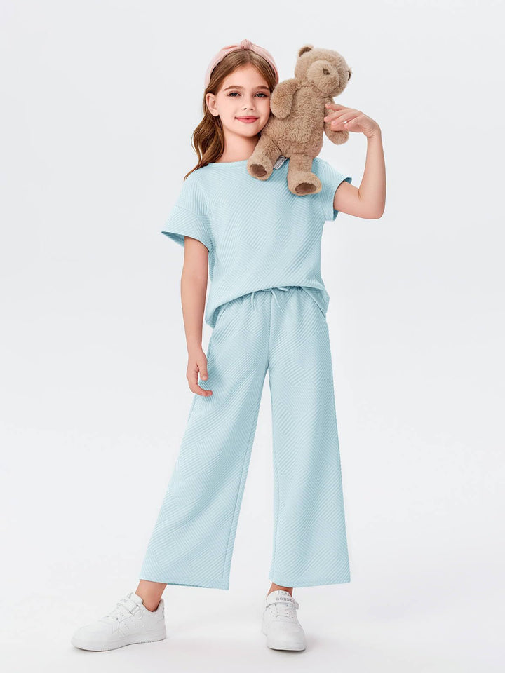 Damen lässiges Schlafanzug-Set mit weitem Oberteil und lockeren Hosen Drune