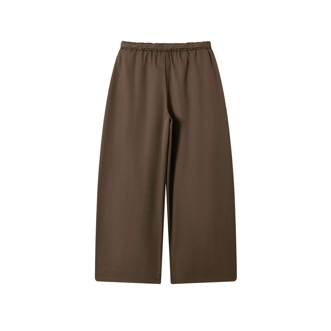 Damen Culotte-Hose mit hoher Taille weitem Bein und Bindegürtel Drune