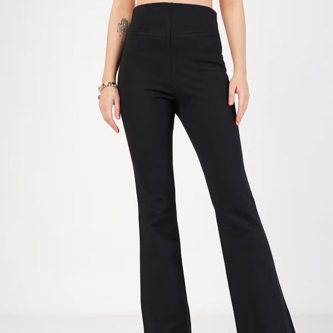 Damen Hochtaillierte Bootcut-Stretchhose mit figurformendem Oberschenkel und weitem Schlag Drune