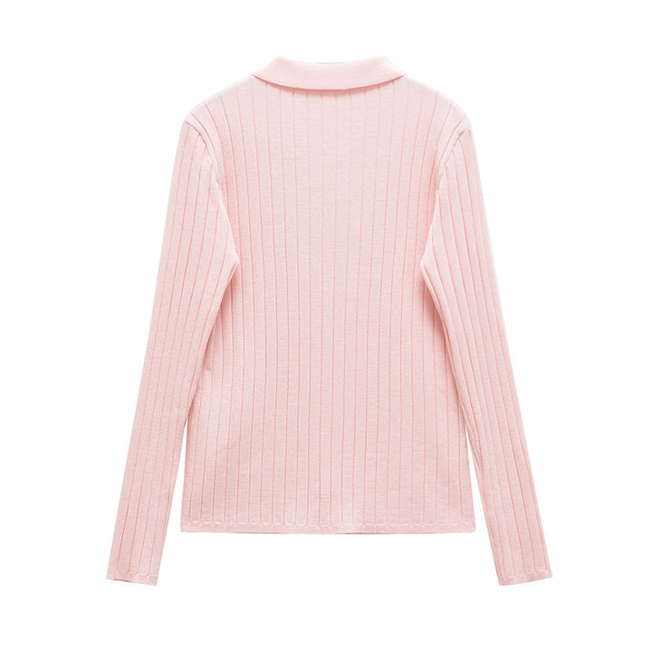 Damen Feinstrickbluse mit elegantem Kragen und Knopfverschluss Drune