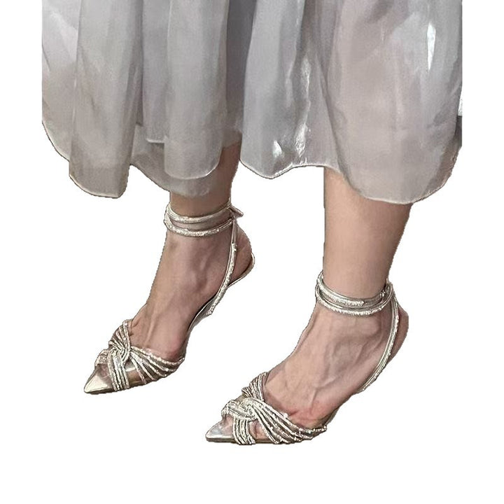 Damen Elegante spitz zulaufende Riemchen‑Sandaletten mit funkelnden Strassriemen und schmalem Stiletto Drune