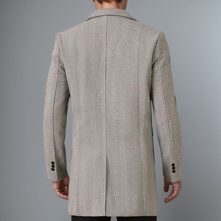 Herren eleganter Doppelreiher-Mantel mit strukturiertem Herringbone-Muster Drune
